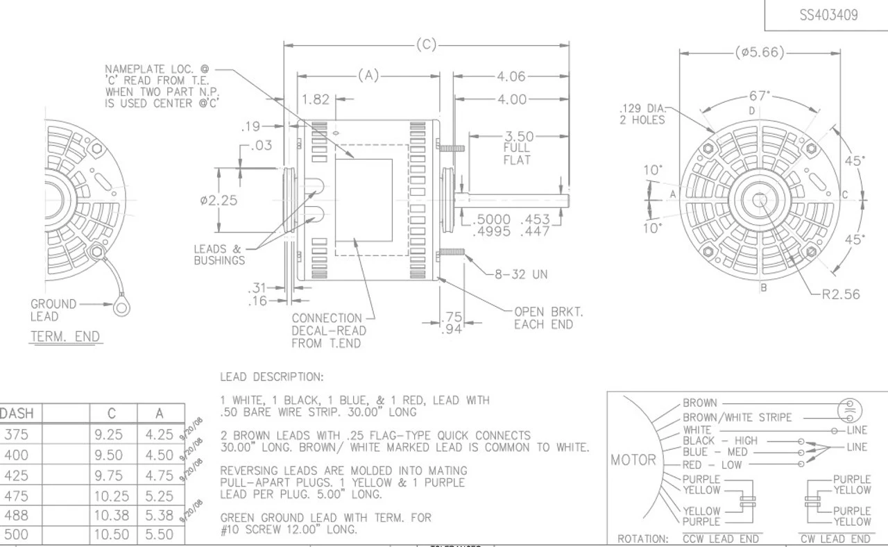 X000 Marathon 1/4 Hp 115V 1075 RPM (3 Speed) OPAO 48Z Frame Blower Motor 5 X000 Marathon 1/4 Hp 115V 1075 RPM (3 Speed) OPAO 48Z Frame Blower Motor - Image 3